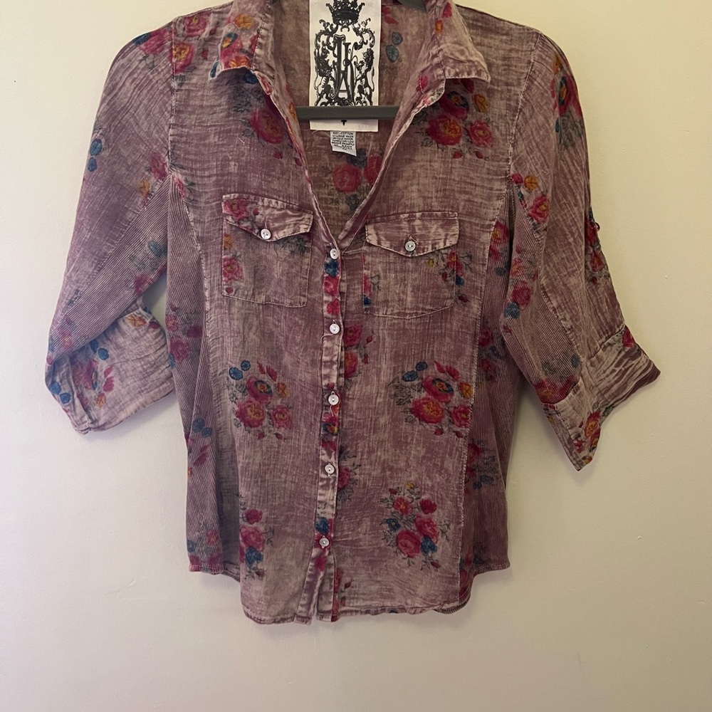 Floral Button-Up Women Top
